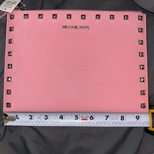 MICHAEL KORS XL JETSET TRAVEL CLUTCH WRISTLET WALLET PINK NEW WITH TAGS